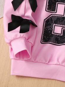 SHEIN Young Girl Loose Casual Minimalist Comfortable Crew Neck Long Sleeve Sweatshirt And Drawstring Pants Set - Pink - View 4
