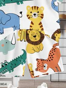 SHEIN 2pcs/Set Young Boy Casual Cartoon Tiger Print Round Neck Short Sleeve Shorts Set, Summer - Multicolor - View 6