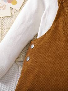 Genkimix Kids Young Girl 1pc Patched Pocket Overall Dress - Brown - View 6