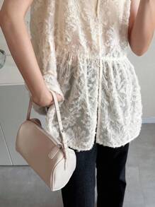 FRIFUL Veste sans manches ample en tissu texturé à col en V pour femmes