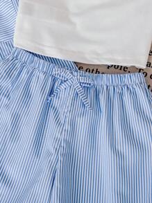 SHEIN 2 件套女孩年轻女孩正装，白衬衫和夹克，通勤风格，适合日常穿着，春夏季 - 藍色 - 查看 7