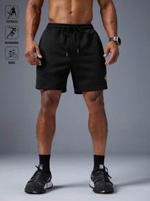 Manfinity Sport Polished Herren Shorts mit Applikation-Tasche und Kordelzug Taille, geeignet für den Sommer