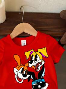 SHEIN Leap Crew Set di Maglietta con Maniche Corte e Pantaloncini Stampati con Animali per Ragazzi Casual, Adatto per l'Estate - Multicolore - Visualizzare 5