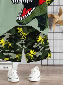 SHEIN Leap Crew 2 件套男童休闲简约圆领短袖短裤，适合夏季 - 彩色 - 查看 6