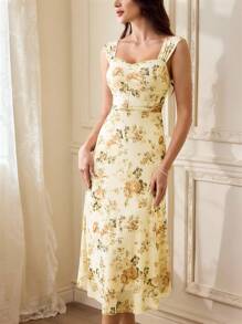 Vintamour 复古优雅女装 花卉印花 休闲节日 鱼尾裙 女式夏季服装 女式夏季连衣裙 舞会礼服 毕业礼服 夏季服装 婚礼宾客礼服 女士度假服装 女士婚纱 度假服装 女士毕业礼服 优雅复活节礼服 女士优雅花卉连衣裙 节日服装 乡村音乐会服装 婴儿洗礼礼服 巡航服装 女士早午餐服装 母亲节礼服 - 黃色 - 查看 7