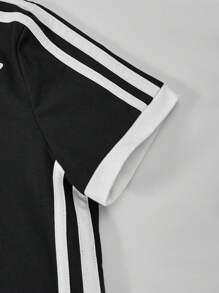 SHEIN Streecool Kids Streecool Teen Girl Casual School Style 2 Pieces Set, Autumn Colorblock Patchwork Print T-Shirt Paired With Contrast Stripe Sports Pants Suit, Suitable For Daily, Commute, Leisure, Vacation, Sisters Street Snap Summer Holiday, Concert Outfit