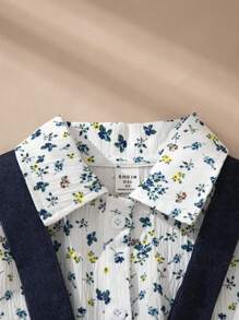 Souflis Souflis Girls 4-7 Years Vintage French Country Style 2pcs Set: Floral Textured Chiffon Shirt + Corduroy Suspender Skirt, Autumn Toddler Girl Outfit Set Girls Floral Print Shirt And Suspender Skirt Set 2pcs Toddler Girl Dress Set Little Girl Fall Outfits Baby Girl Corduroy Overall Dress 2 Piece Toddler Girl Clothes Little Girl Dressy Outfits Winter