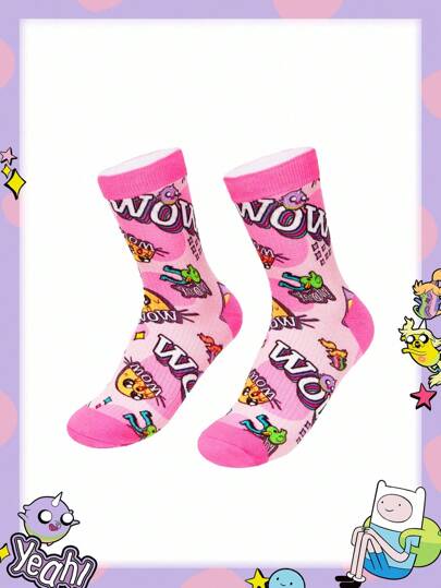 Adventure Time X ROMWE Cartoon Pattern Comfortable Crew Socks For Women
