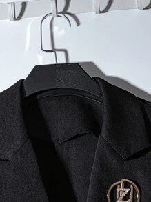 Franclia Women's Professional High-End Black Blazer Vest With Belt For Office/Work Clothes For University - Black - View 6