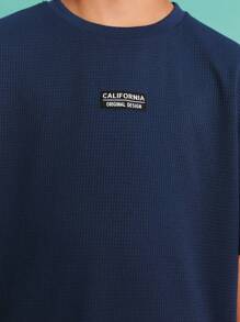 SHEIN 青少年男孩休闲宽松舒适圆领短袖T恤和裤子套装