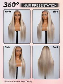 ALL READY WIG 613 金色亮点浅色升级版 13x6 蕾丝前假发直发真人发预拔迷你结透气蕾丝 180% 密度真人发假发拉绳可调节 - S10/613 - 查看 3