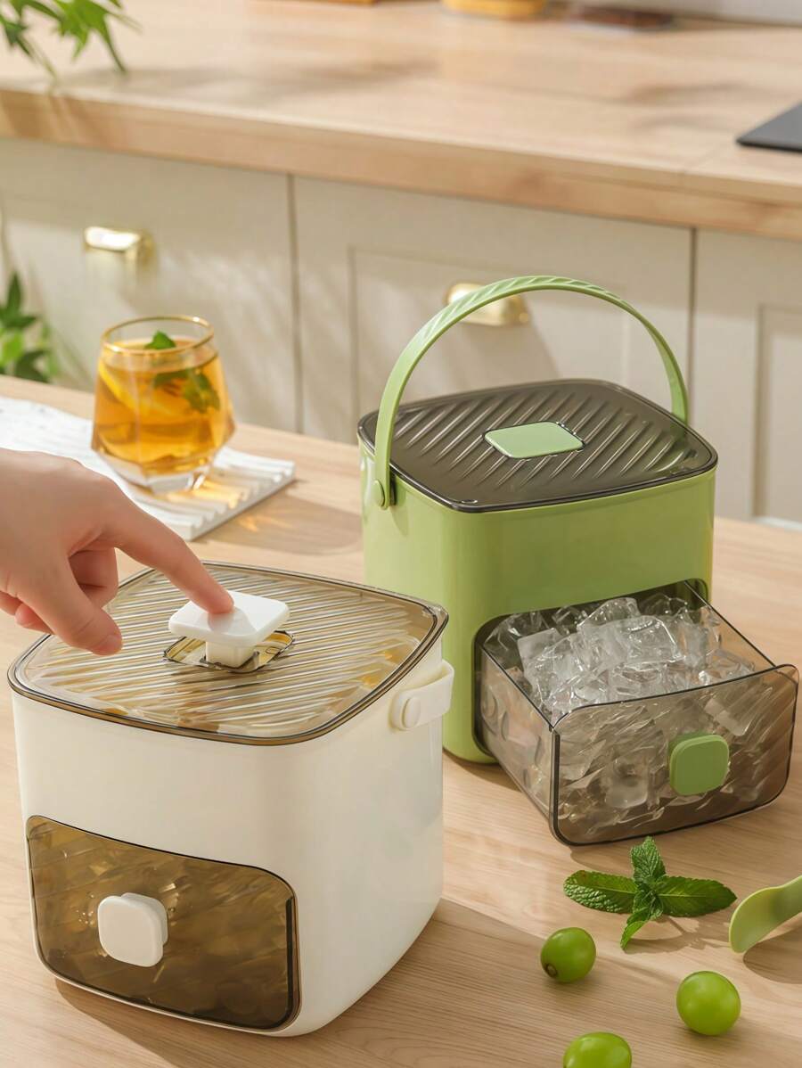 SHEIN 48格大冰桶家用多层制冰盒带抽屉式多用途制冰机手持按压式冰块模具 - 彩色 - 查看 1