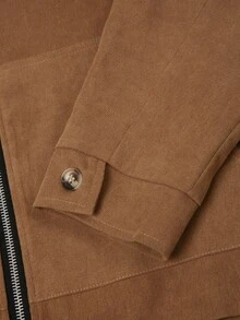 Manfinity Homme Casual Fashionable Versatile Everyday Zip-Up Hooded Long Sleeve Men's Jacket Men Zip Up Hoodie Brown Hoodie Men Zip Up Jacket Men Casual Jacket Brown Zip Up Jacket , Fall Winter - Brown - View 5