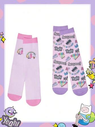 Adventure Time X ROMWE 2 Paia Di Calzini Alla Caviglia Donna Carini E Alla Moda Con Motivo cartoni animati
