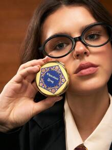 HARRY POTTER X SHEIN 图形圆形金色便携式折叠镜，普通镜子和 2 倍放大镜，高清镜面玻璃，方便检查妆容，适合学生、办公室职员、女性和男性、格兰芬多、拉文克劳、巧克力蛙、死亡圣器 - 金色 - 查看 6