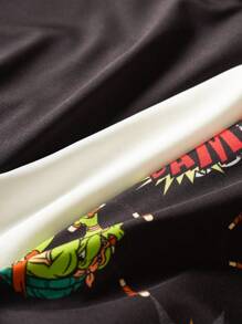 TEENAGE MUTANT NINJA TURTLES | SHEIN 男士柔软卡通乌龟与字母印花松紧腰带四角内裤 - 黑與白 - 查看 5