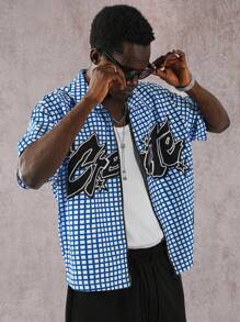 PAVTROS Manfinity Streetrush Men's Summer Letter & Plaid Print Zipper Front Casual Shirt - Multicolor - View 1