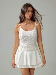 SHEIN Tall Top d'été sans manches patchwork pailleté, élégant et