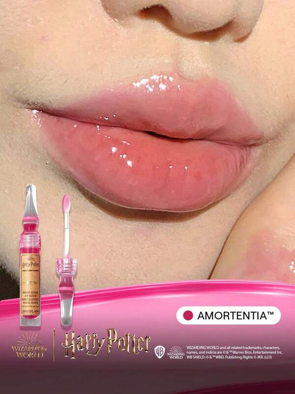 Harry Potter™ X SHEGLAM Magic Elixir Lip Gloss-Amortentia™ High Shine Finish Lip Oil Shine Glitter Moisturizing Lip Care Reduce Lip Fine Lines Smooth Liquid Lipstick Christmas Gift Hot Pink Rosa Lip Gloss Graduation Birthday Holiday Summer Fall Autumn Y2K Fancy Fashion Women Makeup Cosmetic Party Beach Travel Camping Outdoors School Campus Trip Festivals Decor Gift Present Rose Girl Cosplay Best Color Charm Vibe