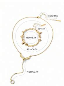 HARRY POTTER X SHEIN 2pcs Set Adjustable Size Zinc Alloy Necklace And Bracelet Gold-Tone Gift Set, Suitable For Gifts, Collection, Memento: Golden Snitch, Deathly Hallows, Hedwig - Gold - View 8