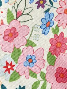 SHEIN MOD 大码女式花卉印花休闲喇叭牛仔裤 - 彩色 - 查看 4