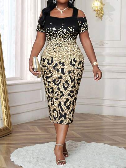 SHEIN Lady Plus Size Women Off Shoulder Short Sleeve Bodycon Elegant Dress Cruise Outfits Women,Formal Dresses For Women Dresses For Women Elegant Elegant Dresses For Women Leopard Print Classy Outfits For Women Animal Print Going Out Dress Modest Dress Leopard Print Dress Concert Outfits Concert Outfit Cruise Outfits Women Festival Outfit Leopard Dress Dresses For Women Party Concert Outfit Women Festival Outfits For Women Concert Outfits For Women Dresses For Women Elegant