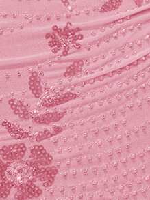 Sweetina Women's Sequin Embroidery Overlap Ruched Bodycon Skirt Pink Skirt - Pink - View 13