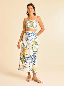CAJUNI Débardeur à nœud pour femme - Motif citron décontracté de villégiature - Multicolore - Voir 6
