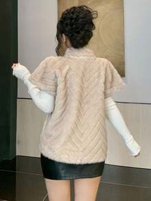 DAZY Sleeveless Zip-Up Loose Waistcoat Style Fluffy Jacket For Women, Autumn/Winter Vest Fluffy Coat