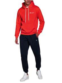 Champion Casual Men's Minimalist Design Pocket Drawstring Hoodie - Red - View 3