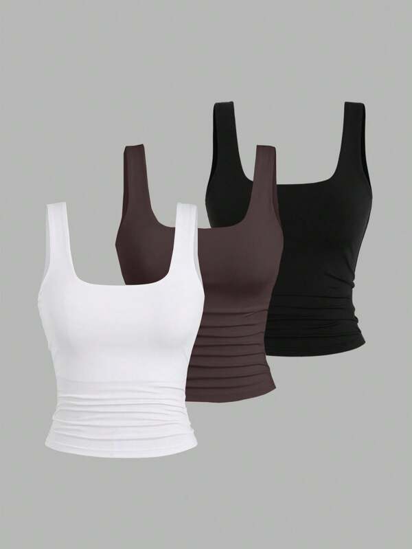 Sweetra Lässiges, einfarbiges Tank Top für Damen für den Sommer