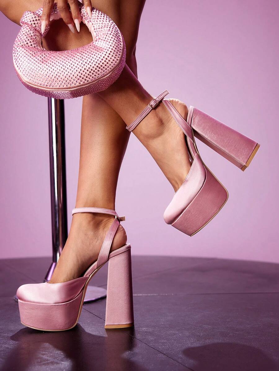 Cuccoo CUCCOO LuxiPop Tacones de plataforma rosa con correa de tobillo para mujer, adecuados para ir al trabajo, citas, fiestas, vacaciones, Halloween, Navidad y Año Nuevo
