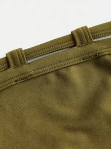 Maija Olive Green Cutout Single Shoulder Strap Women's Tank Top, Casual Design Festival Comfy Versatile For Spring & Summer - Green - View 10