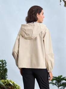 In My Nature Áo khoác ngoài trời mùa thu ngắn có mũ trùm đầu dành cho nữ của Nature Hike, Áo khoác chạy bộ ấm áp để đi bộ đường dài - Màu be - Xem 8