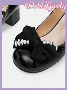 Dola Lovely 女士时尚白色甜美洛丽塔风格优雅高跟鞋，可爱 - 黑色 - 查看 8