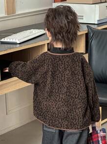 DAZY Toddler Boys' Loose Fit Casual Leopard Print Jacket, Autumn
