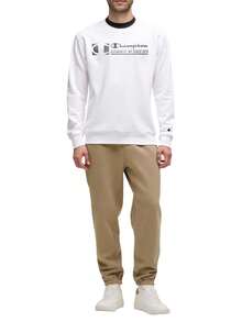 Champion Men's Letter Print Crew Neck Loose Fit Long Sleeve Casual Sweatshirt - White - View 3