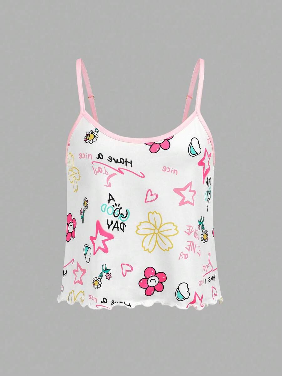 少女俏皮可爱美式印花睡衣套装 - 彩色 - 查看 1