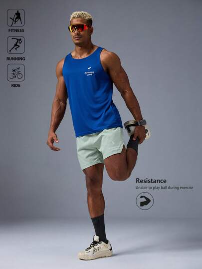 Acti Log Men's Letter Print Tank Top And Shorts Activewear Set Gym Set Workout Set