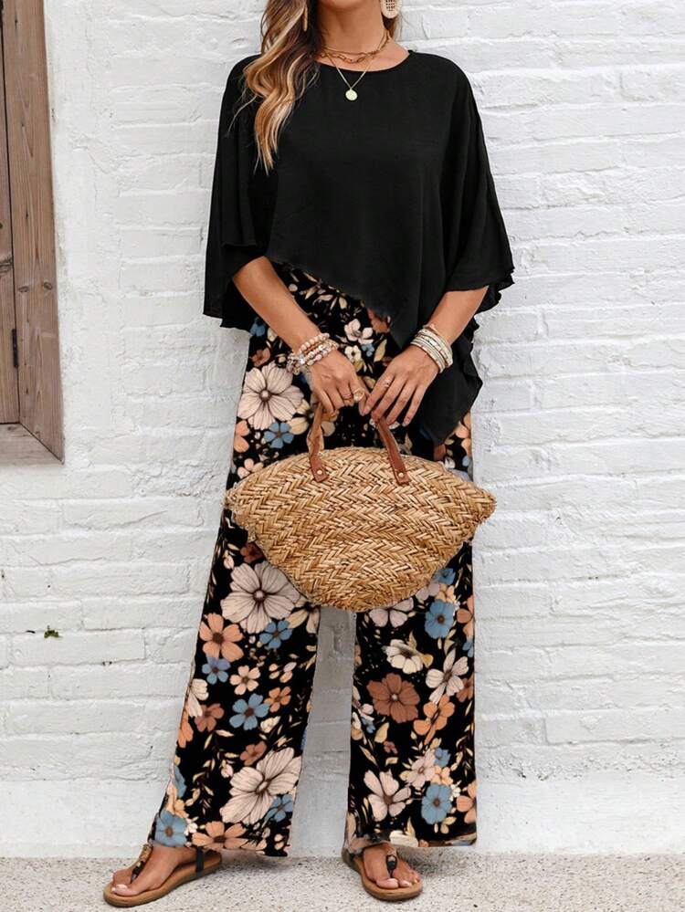 2pcs/Set Women Summer Floral Pattern Outfit, Suitable For Warm Season Suitable For Going Out