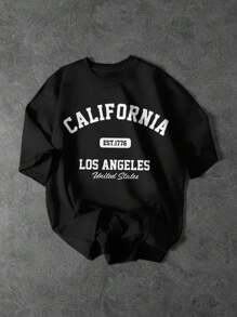 SHEIN T-shirt à col rond manches courtes casual pour garçon préadolescent, adapté pour l'été