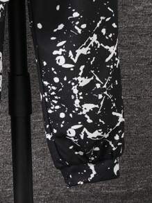 2 件套青少年男孩休闲渐变色字母印花长袖连帽衫和松紧腰裤套装，适合秋季、春季、冬季，适合户外玩耍、学校、街头摄影、派对和居家休闲，性价比高 - 白色 - 查看 2