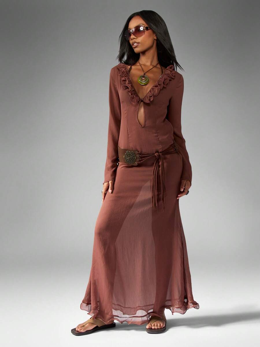 honey teal maxi dress Seanna Puff Shoulder Maxi Dress