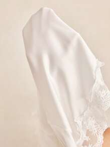 Charlaine Contrast Lace Satin Slip Pajama Night Dress Luxeloungewear - White - View 6