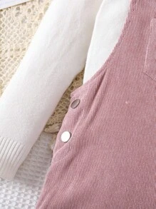 Elladie kids 年轻女孩简约百搭吊带连衣裙，秋冬 - 粉色 - 查看 4