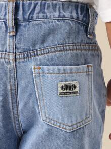 Quần jeans ống rộng dáng suông cổ điển SUMWON, kiểu dáng thoải mái, cạp cao, chất liệu denim, thời trang đường phố, trang phục thường ngày, xu hướng thời trang, size dành cho thanh thiếu niên, mùa thu đông, kỳ nghỉ. - Màu xanh lam - Xem 5