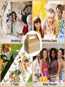 SHEIN Kraft Gable Boxes, Brown/White/Black Gable Boxes For Party Favor Birthday Wedding - Multicolor - View 8