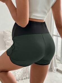 SHEIN Contrast Color Adjustable Waist Maternity Sports Shorts