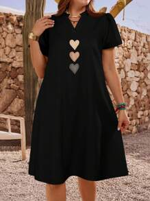 EMERY ROSE 女士心形印花短袖夏季休闲度假连衣裙，送给母亲的礼物，夏季假期，女士度假服装 - 彩色 - 查看 3