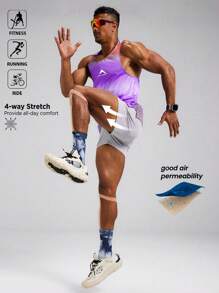 Manfinity Sport Polished 男士夏季透气拼色圆领宽松运动背心健身上衣健身房上衣透气